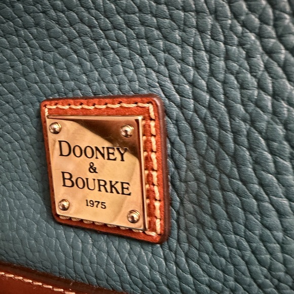 Dooney & Bourke Blue and Brown Leather Satchel - Picture 9 of 13